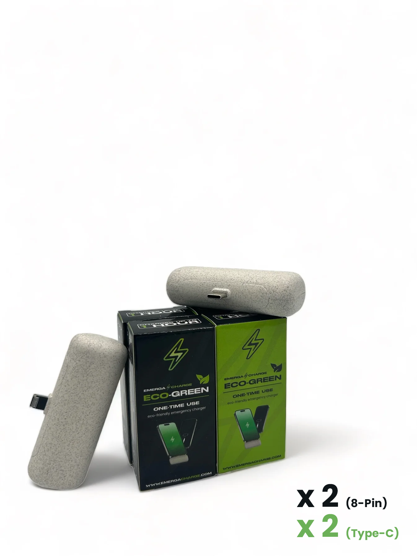 Emerga Charge 2x 2x 8-Pin Type-C chargers
