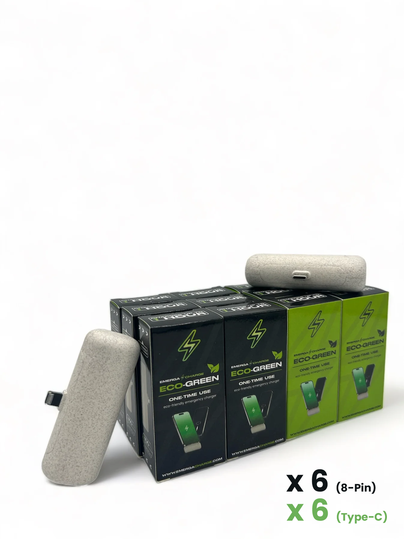 Emerga Charge 6x 6x 8-Pin Type-C chargers